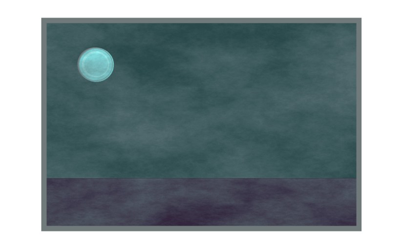 Illustration: hailstone moon on foggy night