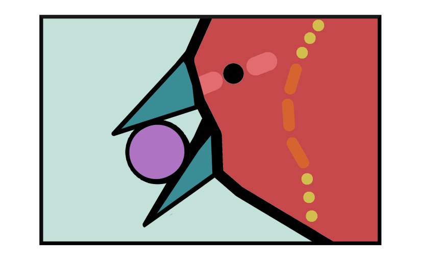 Illustration: red bird holding gem in its beak, stripe on bird is Morse code "SOS"