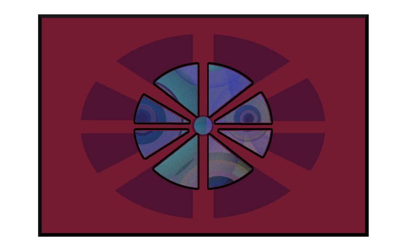 Abstract Illustration: face-like design seen through an eye-like window